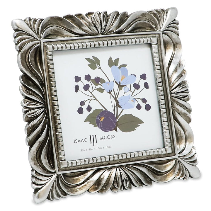 Isaac Jacobs Wave Textured Hand-Crafted Resin Picture Frame with Easel &amp; Hook for Tabletop &amp; Wall Display, Decorative Swirl Design Home Décor, Photo Gallery, Art, More