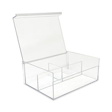 Isaac Jacobs 4-Compartment Clear Acrylic Organizer with Lid (6.7" L x 8.6" W x 3.4" H), Multi-Sectional Tray & Storage Solution for Makeup, School & Office Supplies & More, for Bathroom, Kitchen