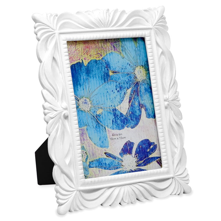 Isaac Jacobs Wave Textured Hand-Crafted Resin Picture Frame with Easel &amp; Hook for Tabletop &amp; Wall Display, Decorative Swirl Design Home Décor, Photo Gallery, Art, More