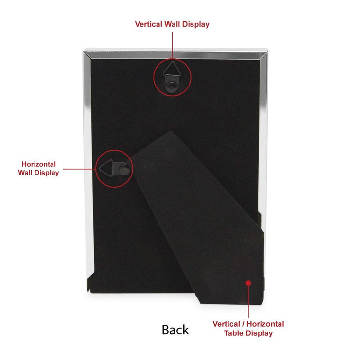 Isaac Jacobs Leather with Metal (Vertical &amp; Horizontal) Picture Frame, Suede Border w/ Black Fabric Easel, Wall-Mountable, Made For Tabletop, Photo Gallery