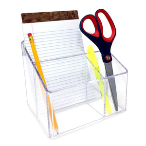 Isaac Jacobs Clear Acrylic Organizer, Remote Holder & Multi-Functional Makeup, Brush, Pen & Pencil Storage Solution, for The Home, Bathroom, Office, Child’s Desk