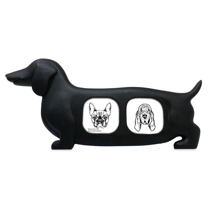 Isaac Jacobs Double 2x2 Resin Sentiments Dog Shaped Picture Frame, Photo Gift for Pet Puppy, Tabletop, Desktop &amp; Wall Display