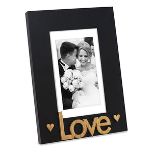 Isaac Jacobs Wood Sentiments “Love” Picture Frame, Photo Gift for Loved Ones, Family, Display on Tabletop, Desk