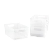 Isaac Jacobs Storage Bin Set w/ Cut-Out Handles, Plastic Organizer, Multi-Use, Home, Office, Pantry, Closet, Kitchen, Fridge/Freezer, BPA Free, Food Safe