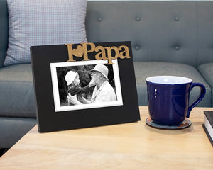 Isaac Jacobs Wood Sentiments “I Love Papa” / I Heart Papa Picture Frame, Photo Gift for Papa, Grandpa, Family, Display on Tabletop, Desk