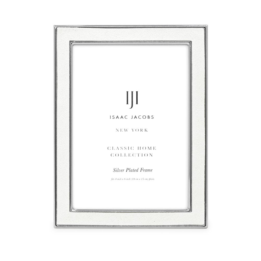 Isaac Jacobs Leather with Metal (Vertical &amp; Horizontal) Picture Frame, Suede Border w/ Black Fabric Easel, Wall-Mountable, Made For Tabletop, Photo Gallery