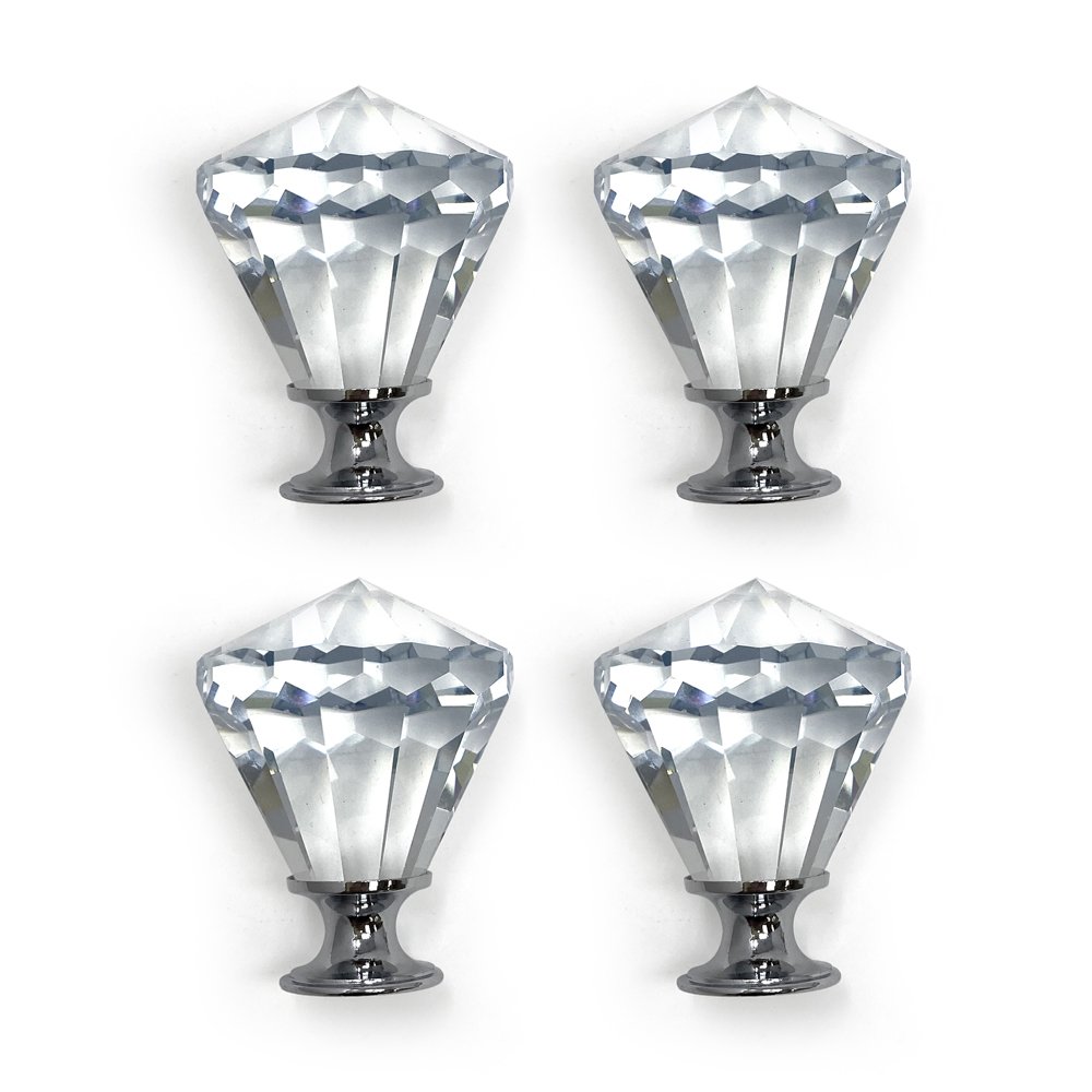 Isaac Jacobs Diamond Shape (53 MM) Crystal Knobs Set, Cabinet Knobs with Screws, Drawer Pulls, Glass, for Dresser, Bathroom, Bedroom, Kitchen, Living Room &amp; More