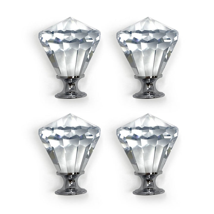 Isaac Jacobs Diamond Shape (53 MM) Crystal Knobs Set, Cabinet Knobs with Screws, Drawer Pulls, Glass, for Dresser, Bathroom, Bedroom, Kitchen, Living Room &amp; More