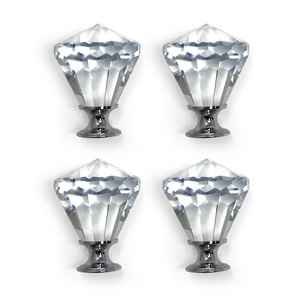 Isaac Jacobs Diamond Shape (53 MM) Crystal Knobs Set, Cabinet Knobs with Screws, Drawer Pulls, Glass, for Dresser, Bathroom, Bedroom, Kitchen, Living Room & More