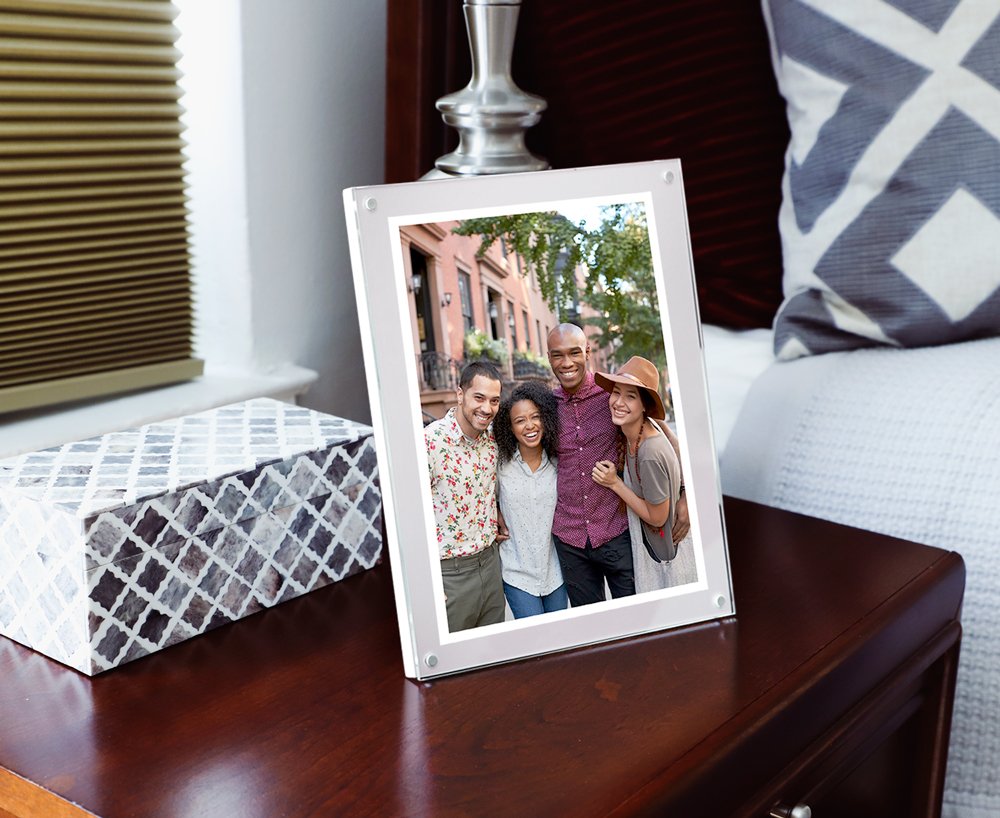 Isaac Jacobs Wood Acrylic Picture Frame, Magnetic Photo Frame with Easel, Made for Tabletop Display