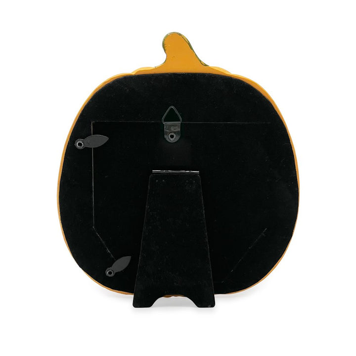 Isaac Jacobs 4x4 Halloween Jack O Lantern Picture Frame, Pumpkin-Shaped Picture Frame For Halloween (4x4, Orange)_