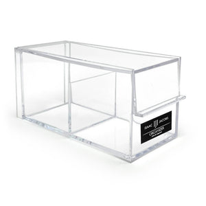 Isaac Jacobs 2-Compartment Rectangular Clear Acrylic Organizer with Lid (6.75" L x 3" W x 3.25" H), Tea Bag Holder, Multi-Sectional Tray, Stackable, Storage Box, for Kitchen, Bathroom, Office & More