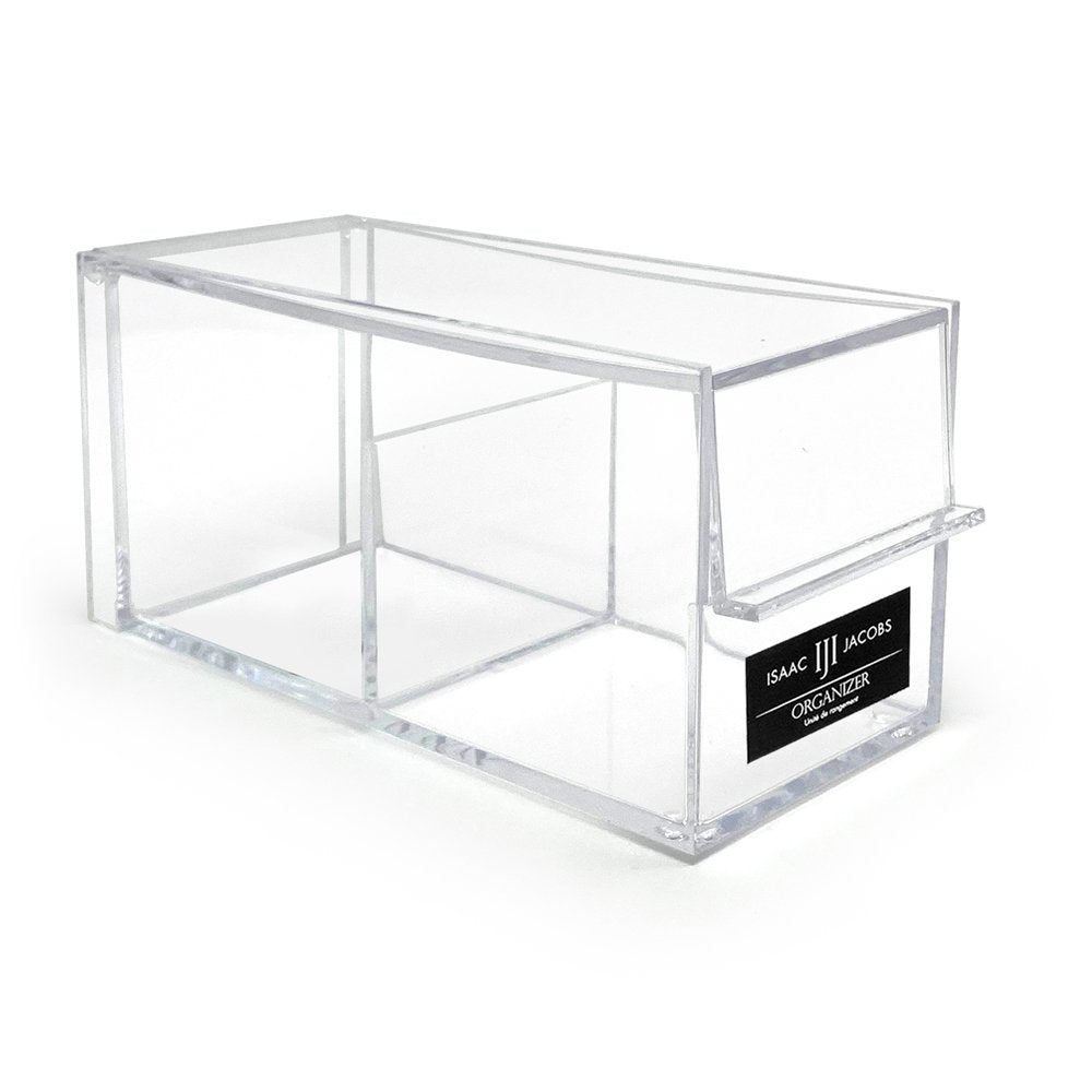 Isaac Jacobs 2-Compartment Rectangular Clear Acrylic Organizer with Lid (6.75