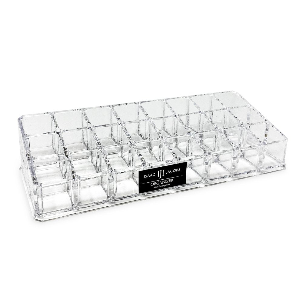 Isaac Jacobs Clear Acrylic Lipstick and Nail Polish Holder, Organizer for Makeup, Essential Oils, Storage Solution, Rack Display