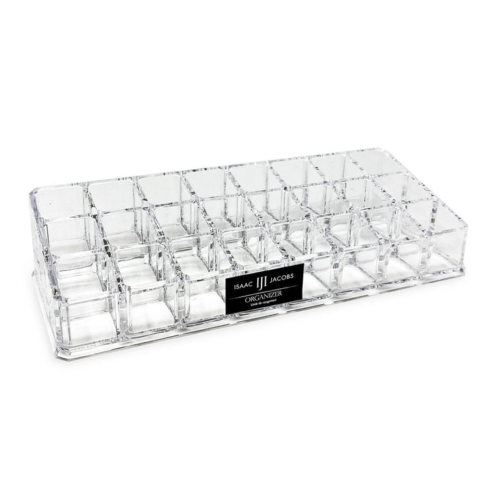 Isaac Jacobs Clear Acrylic Lipstick and Nail Polish Holder, Organizer for Makeup, Essential Oils, Storage Solution, Rack Display