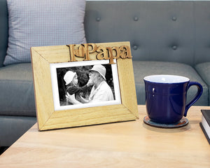 Isaac Jacobs Wood Sentiments “I Love Papa” / I Heart Papa Picture Frame, Photo Gift for Papa, Grandpa, Family, Display on Tabletop, Desk