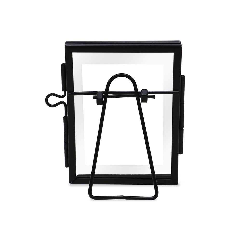 Isaac Jacobs Modern Style Brass and Glass, Pressed Glass, Metal Floating Desk Photo Frame with Locket Closure for Pictures, Art, Mementos &amp; Keepsakes