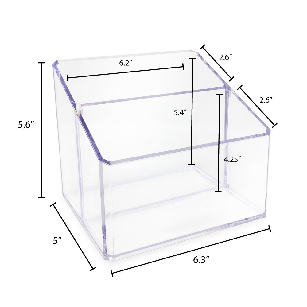 Isaac Jacobs Clear Acrylic Organizer, Remote Holder &amp; Multi-Functional Makeup, Brush, Pen &amp; Pencil Storage Solution, for The Home, Bathroom, Office, Child’s Desk