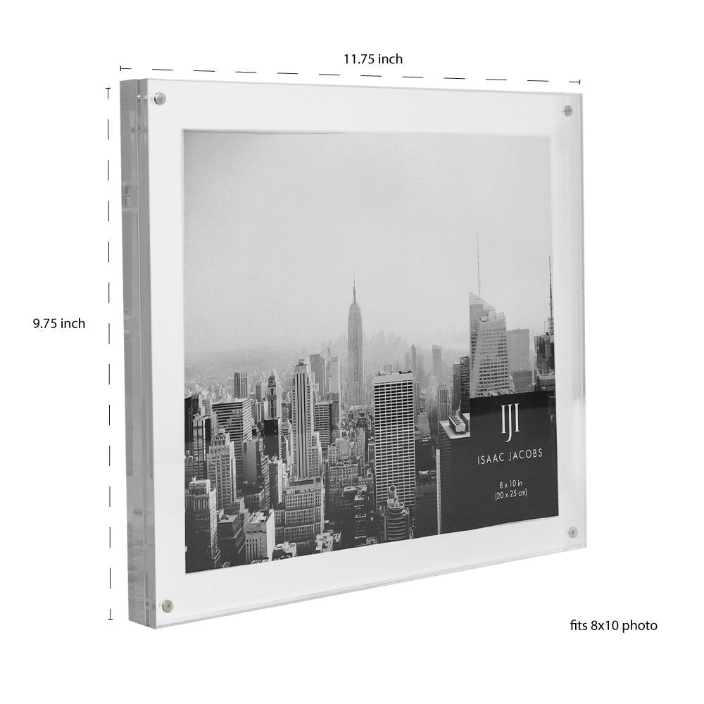 Isaac Jacobs Wall-Mountable Clear Acrylic Picture Frame, Magnetic Photo Frame, Made for Gallery Display, Wall Space, Wall Décor, Art, Home or Office