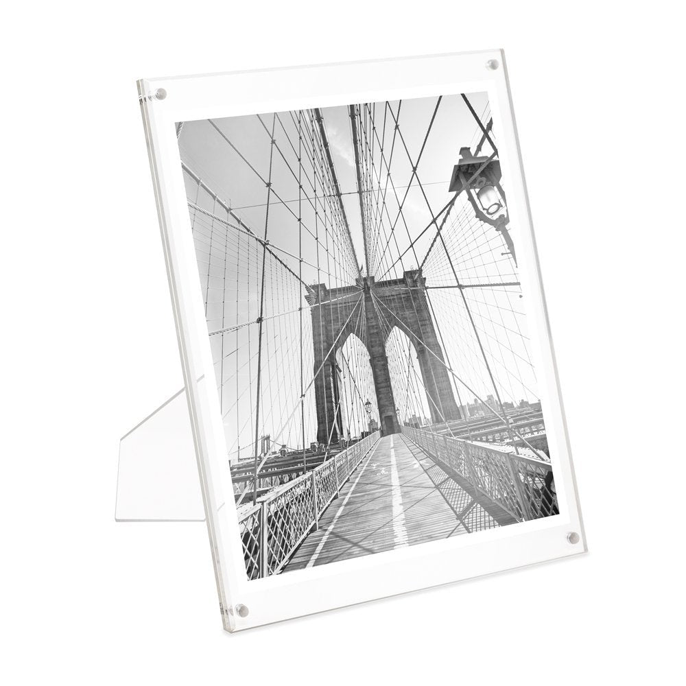 Isaac Jacobs Clear Plain Acrylic Picture Frame, Magnetic Photo Frame, Made for Tabletop Display with Two-Way Easel