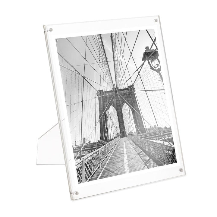 Isaac Jacobs Clear Plain Acrylic Picture Frame, Magnetic Photo Frame, Made for Tabletop Display with Two-Way Easel
