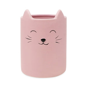 Isaac Jacobs Ceramic Cat Makeup Brush Holder, Multi-Purpose Organizer. Bathroom, Kitchen, Bedroom, Office Décor