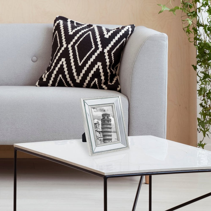 Isaac Jacobs Beveled Mirror Picture Frame - Classic Mirrored Frame with Slight Slanted Angle Made for Wall Décor Display, Photo Gallery and Wall Art