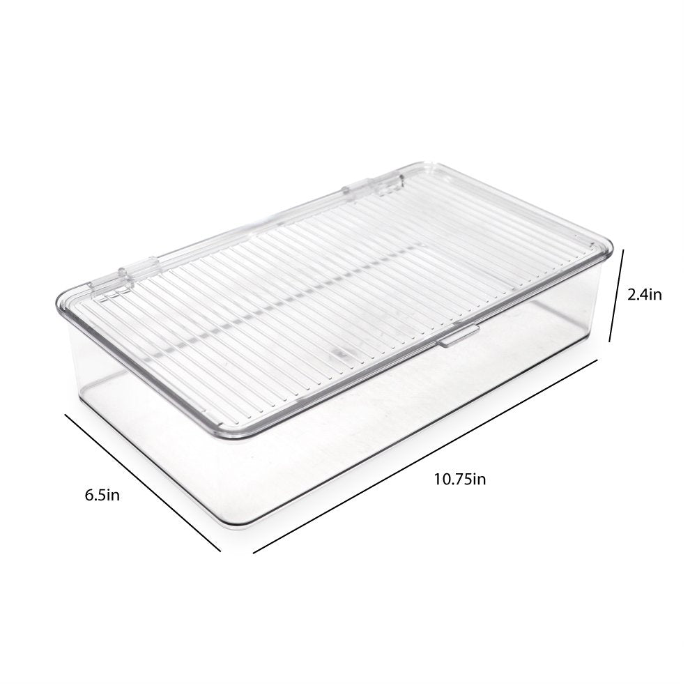 Isaac Jacobs Stackable Organizer Bin w/ Hinged Lid, Clear Storage Box, Home, Office, School, Fridge, Bathroom, Kitchen, Pantry Container, BPA-Free, Food Safe_#color_clear_small