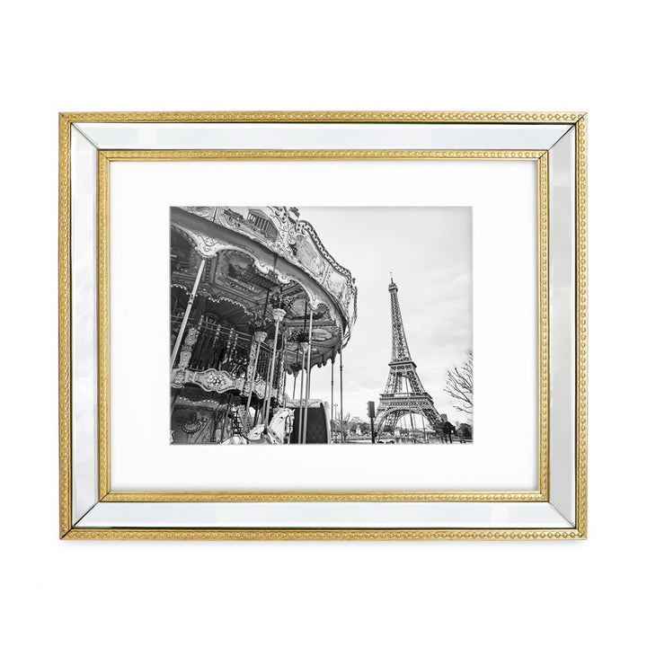 Isaac Jacobs Mirror Bead Picture Frame - Classic Mirrored Frame with Dotted Border Made for Wall Display, Tabletop, Photo Gallery and Wall Art