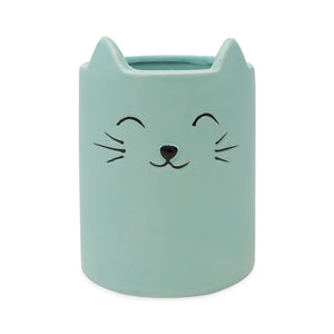 Isaac Jacobs Ceramic Cat Makeup Brush Holder, Multi-Purpose Organizer. Bathroom, Kitchen, Bedroom, Office Décor