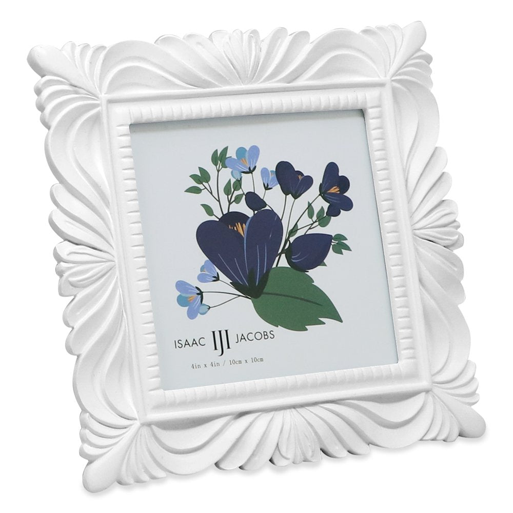 Isaac Jacobs Wave Textured Hand-Crafted Resin Picture Frame with Easel &amp; Hook for Tabletop &amp; Wall Display, Decorative Swirl Design Home Décor, Photo Gallery, Art, More