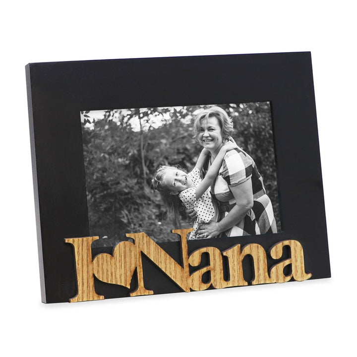 Isaac Jacobs Wood Sentiments “I Love Nana” Picture Frame, Photo Gift for Nana, Grandma, Family, Display on Tabletop, Desk