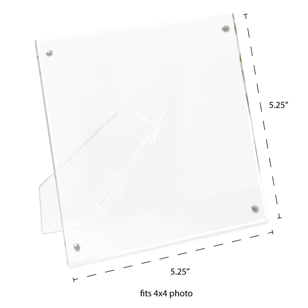Isaac Jacobs Clear Plain Acrylic Picture Frame, Magnetic Photo Frame, Made for Tabletop Display with Two-Way Easel