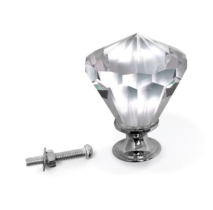 Isaac Jacobs Diamond Shape (53 MM) Crystal Knobs Set, Cabinet Knobs with Screws, Drawer Pulls, Glass, for Dresser, Bathroom, Bedroom, Kitchen, Living Room &amp; More
