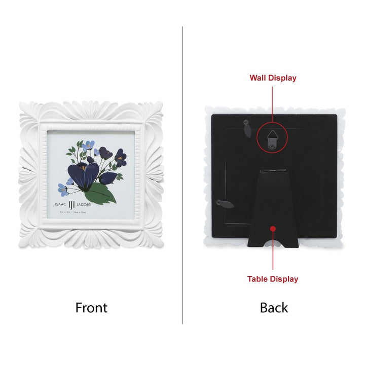 Isaac Jacobs Wave Textured Hand-Crafted Resin Picture Frame with Easel &amp; Hook for Tabletop &amp; Wall Display, Decorative Swirl Design Home Décor, Photo Gallery, Art, More