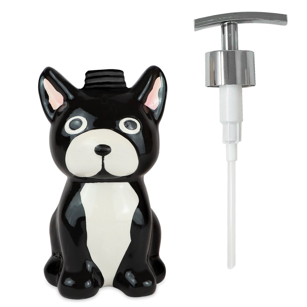 Isaac Jacobs Ceramic, Liquid Soap Pump/Lotion Dispenser with Silver Metal Pump, Great for Bathroom, Kitchen Countertop, Bath Accessory