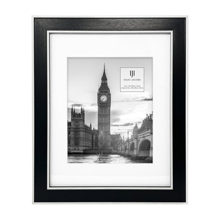 Isaac Jacobs (Vertical &amp; Horizontal) Double Border Picture Frame w/ Black Fabric Easel, Wall-Mountable, Made for Tabletop &amp; Gallery, Home or Office