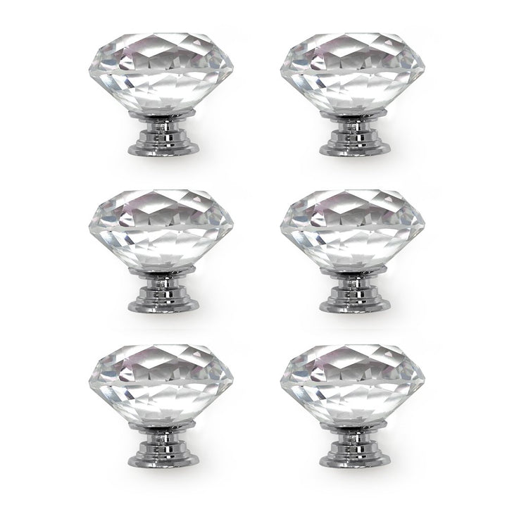 Isaac Jacobs Classic Round Shape (35 MM) Crystal Knobs Set, Cabinet Knobs with Screws, Drawer Pulls, Glass, for Dresser, Bathroom, Bedroom, Kitchen, Living Room &amp; More