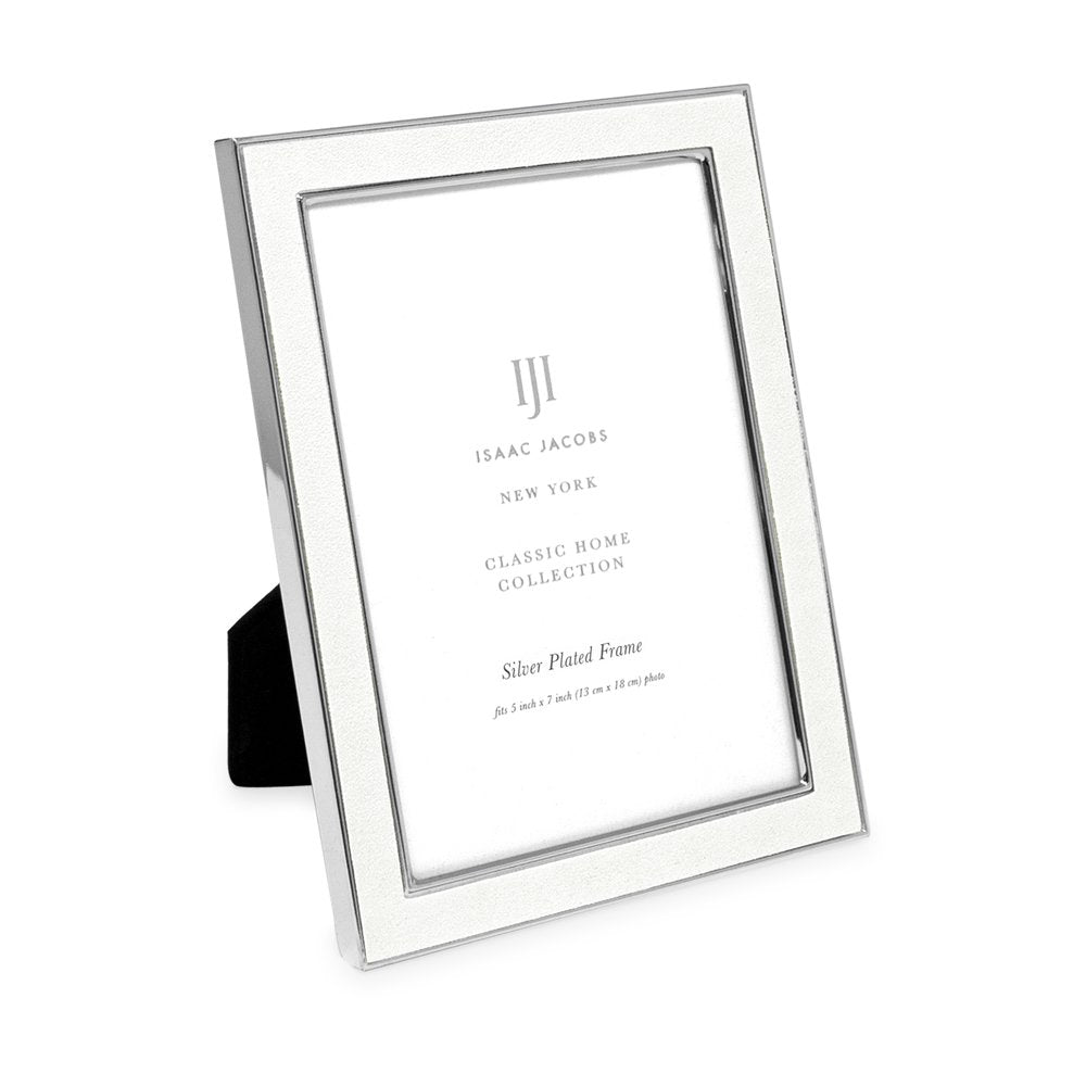 Isaac Jacobs Leather with Metal (Vertical &amp; Horizontal) Picture Frame, Suede Border w/ Black Fabric Easel, Wall-Mountable, Made For Tabletop, Photo Gallery