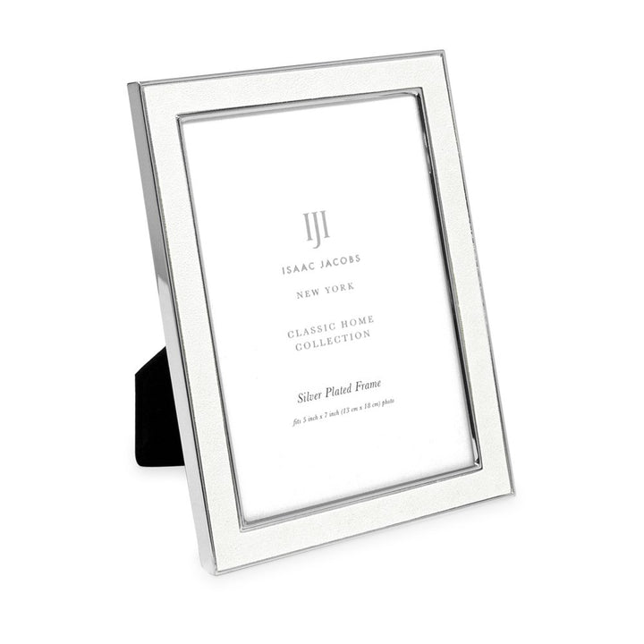 Isaac Jacobs Leather with Metal (Vertical &amp; Horizontal) Picture Frame, Suede Border w/ Black Fabric Easel, Wall-Mountable, Made For Tabletop, Photo Gallery