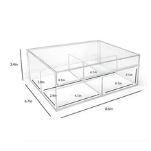 Isaac Jacobs 4-Compartment Clear Acrylic Organizer with Lid (6.7" L x 8.6" W x 3.4" H), Multi-Sectional Tray & Storage Solution for Makeup, School & Office Supplies & More, for Bathroom, Kitchen