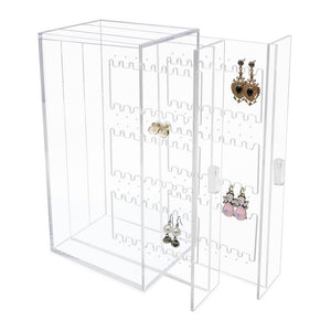 Isaac Jacobs 2 Drawer Acrylic Earring Holder, Jewelry Organizer Case (Holds up to 48 Pairs)