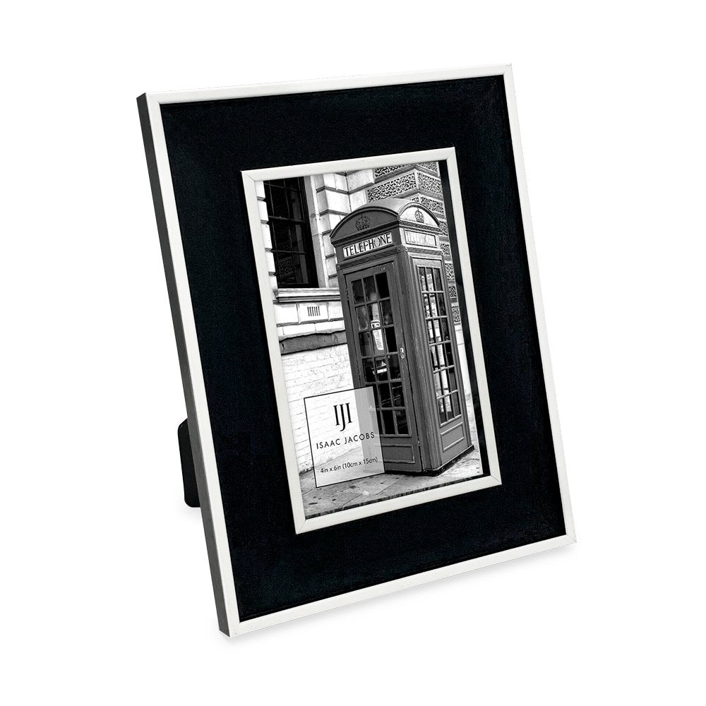 Isaac Jacobs (Vertical &amp; Horizontal) Double Border Picture Frame w/ Black Fabric Easel, Wall-Mountable, Made for Tabletop &amp; Gallery, Home or Office