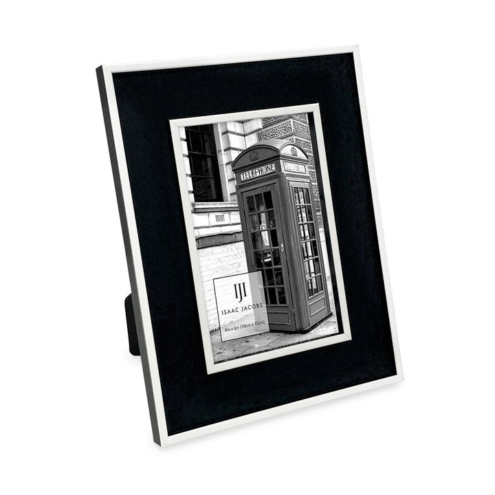 Isaac Jacobs (Vertical &amp; Horizontal) Double Border Picture Frame w/ Black Fabric Easel, Wall-Mountable, Made for Tabletop &amp; Gallery, Home or Office