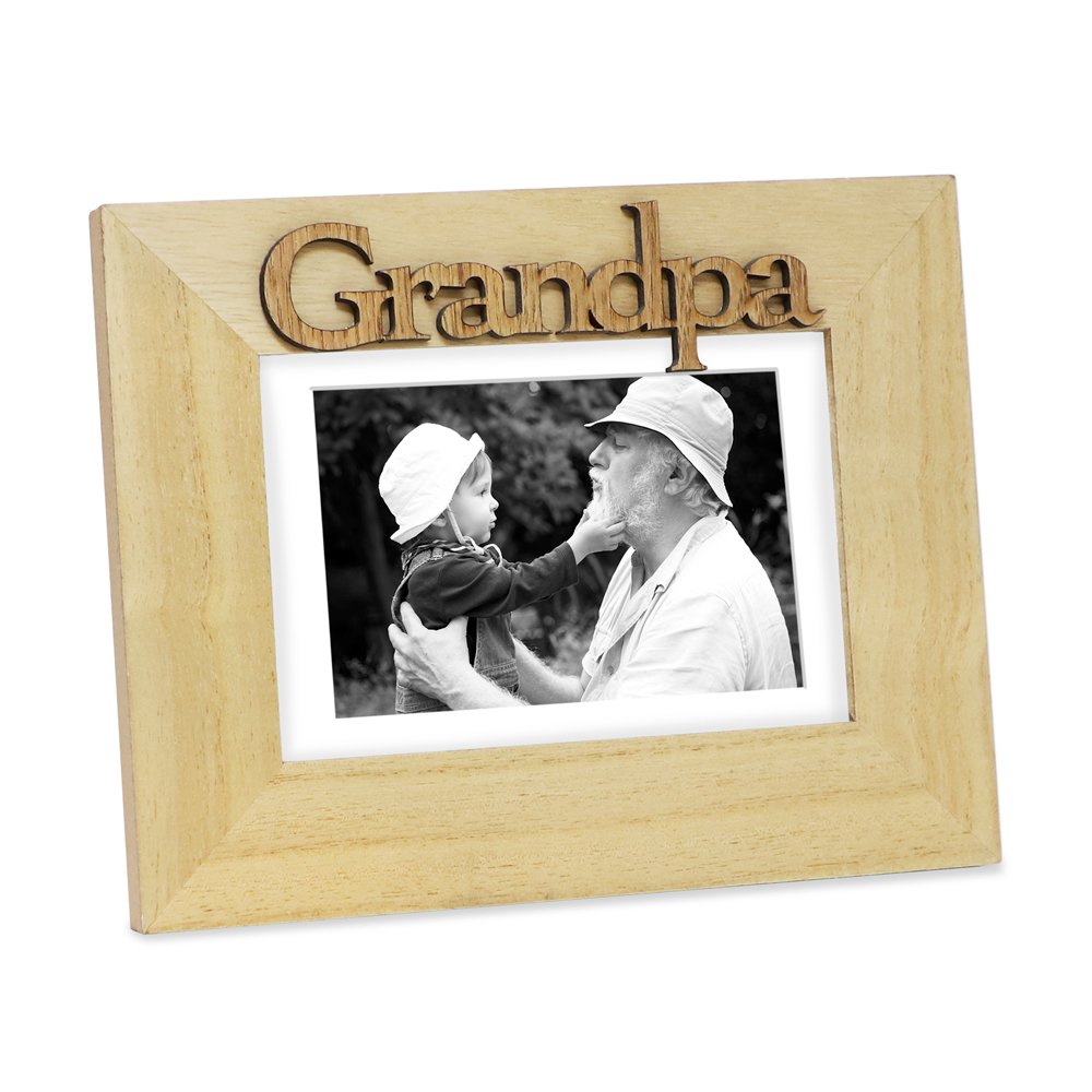 Isaac Jacobs Wood Sentiments Grandpa Picture Frame, Photo Gift for Grandfather, Papa, Family, Display on Tabletop, Desk