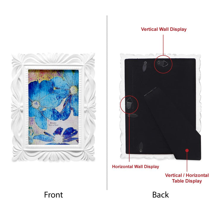Isaac Jacobs Wave Textured Hand-Crafted Resin Picture Frame with Easel &amp; Hook for Tabletop &amp; Wall Display, Decorative Swirl Design Home Décor, Photo Gallery, Art, More