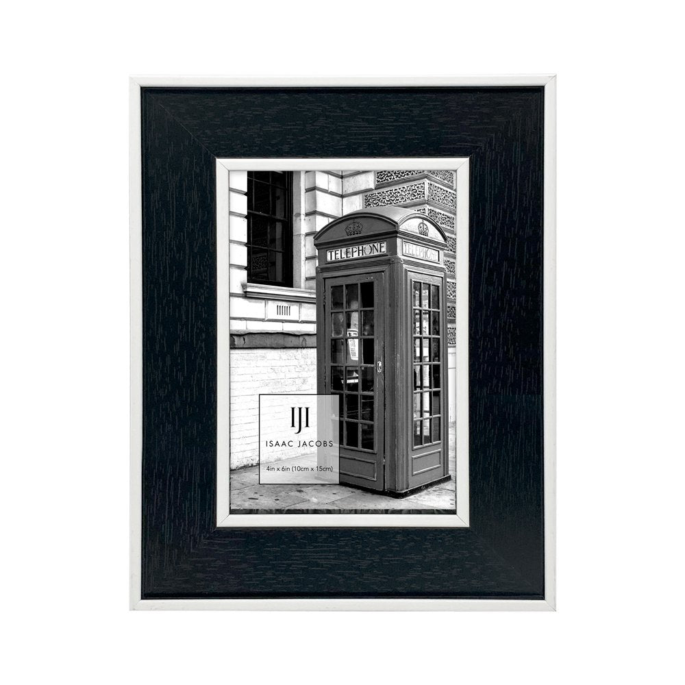 Isaac Jacobs (Vertical &amp; Horizontal) Double Border Picture Frame w/ Black Fabric Easel, Wall-Mountable, Made for Tabletop &amp; Gallery, Home or Office