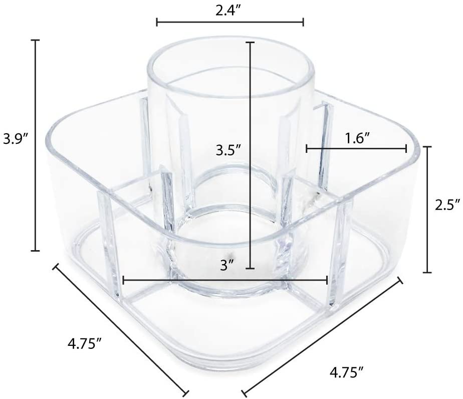 Isaac Jacobs 5-Compartment Clear Acrylic Organizer- Makeup Brush Holder- Storage Solution- Office, Bathroom, Kitchen Supplies and More