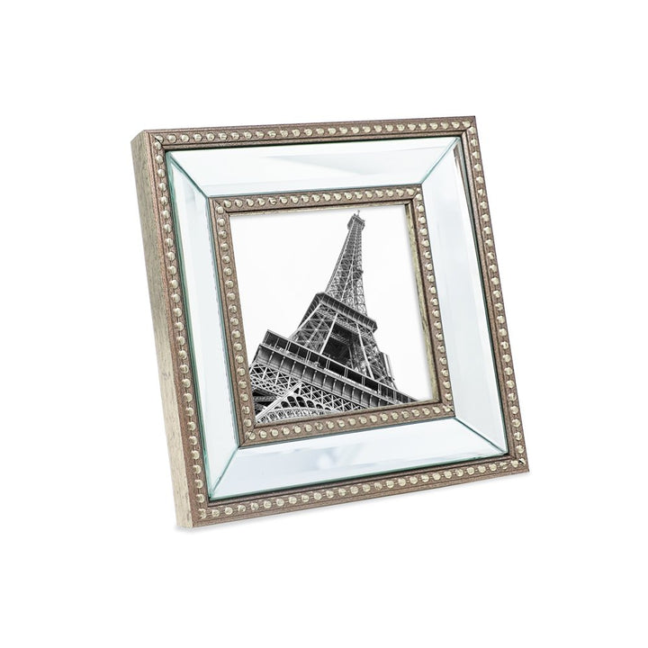 Isaac Jacobs Mirror Bead Picture Frame - Classic Mirrored Frame with Dotted Border Made for Wall Display, Tabletop, Photo Gallery and Wall Art