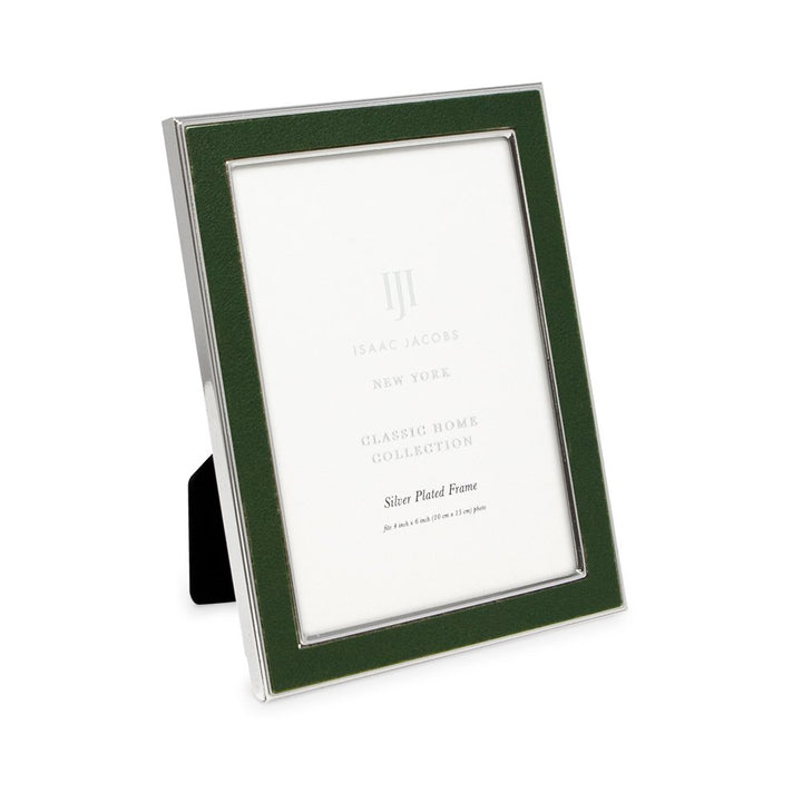 Isaac Jacobs Leather with Metal (Vertical &amp; Horizontal) Picture Frame, Suede Border w/ Black Fabric Easel, Wall-Mountable, Made For Tabletop, Photo Gallery